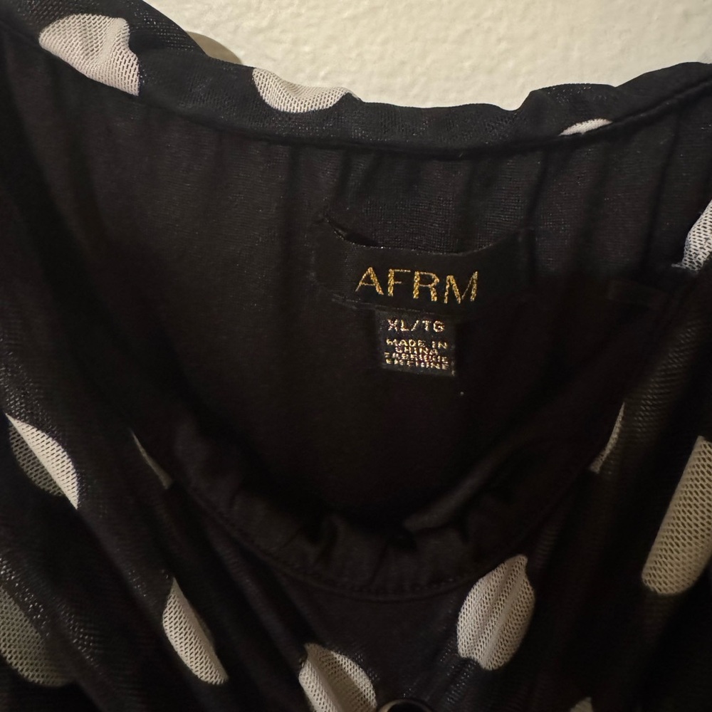 AFRM Thelma Dress Polka Dot Maxi Off The Shoulder Black and White Dress - Picture 5 of 5